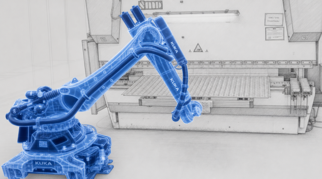 Roboter automatisiert eine Bestandsmaschine